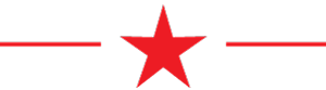 Red Pinkerton star icon centered with horizontal lines